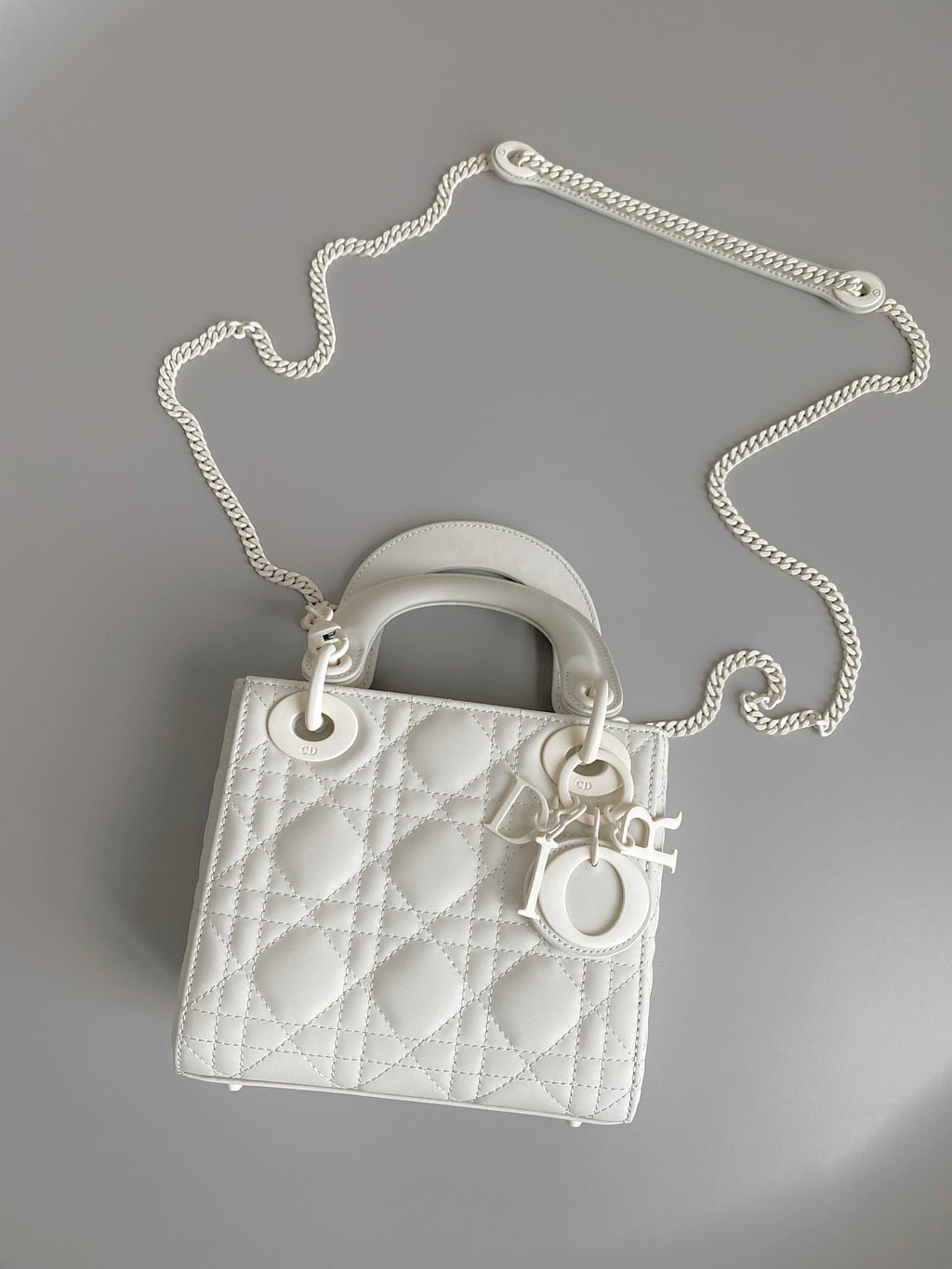 DIOR MINI LADY 17 MY ABC WHITE LAMBSKIN