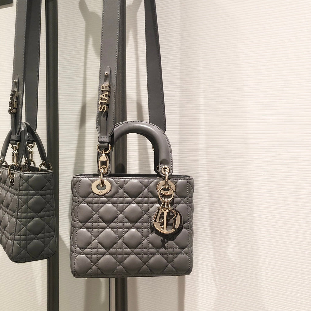 DIOR SMALL LADY 20 MY ABC GREY LAMBSKIN