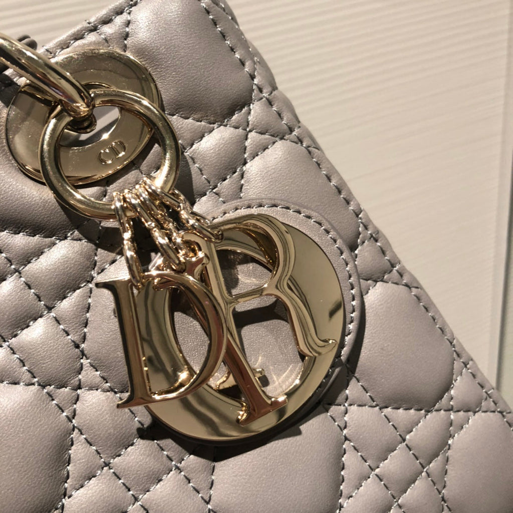DIOR SMALL LADY 20 MY ABC GREY LAMBSKIN