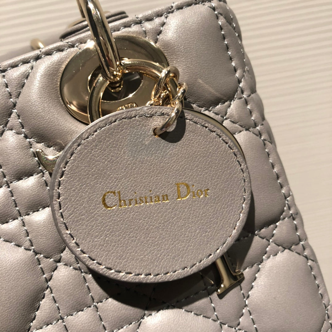 DIOR SMALL LADY 20 MY ABC GREY LAMBSKIN