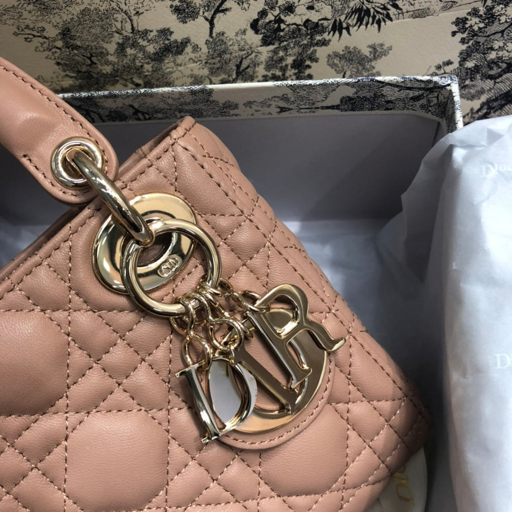 DIOR MINI LADY 17 MY ABC BEIGE LAMBSKIN
