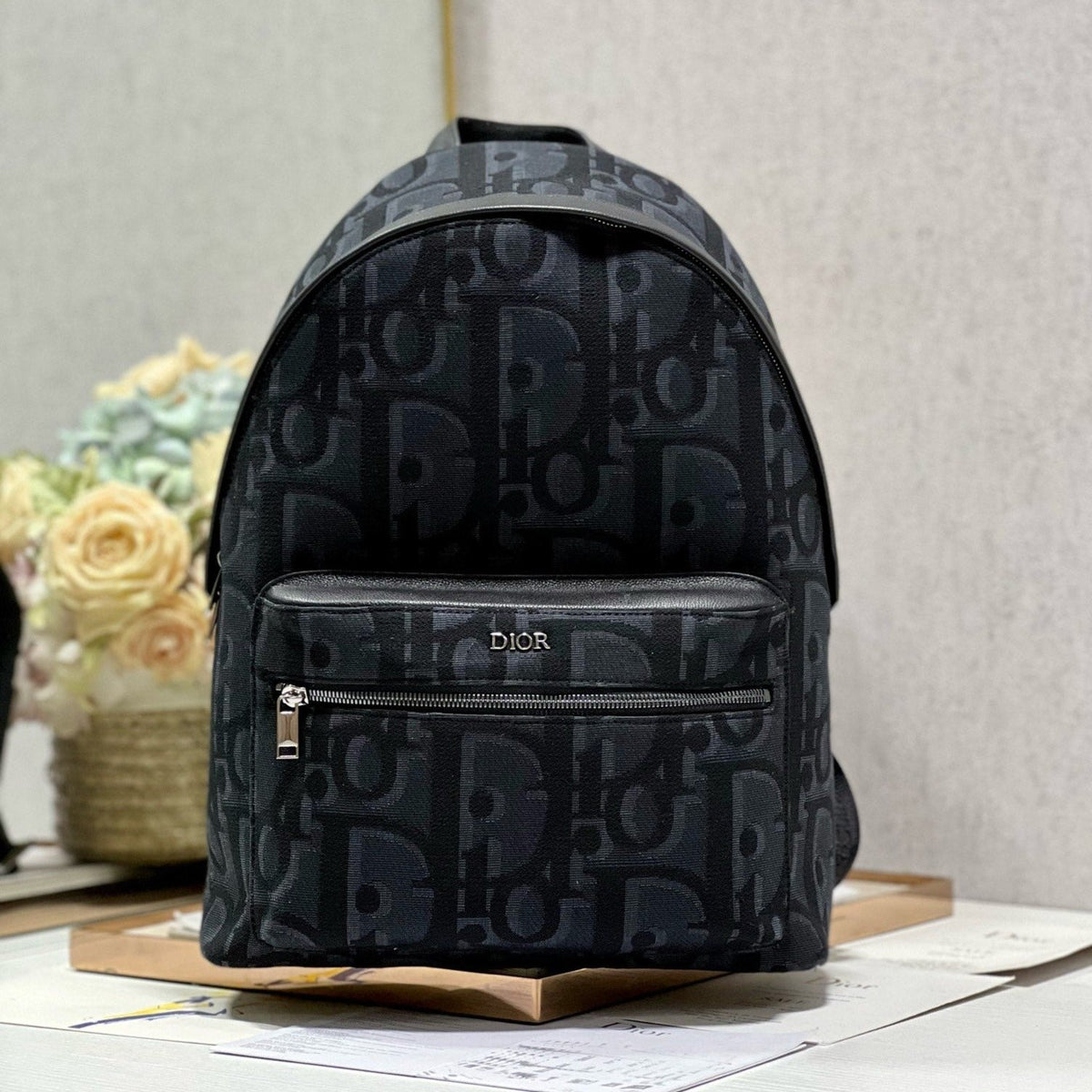 DIOR RIDER BACKPACK BLACK OBLIQUE JACQUARD