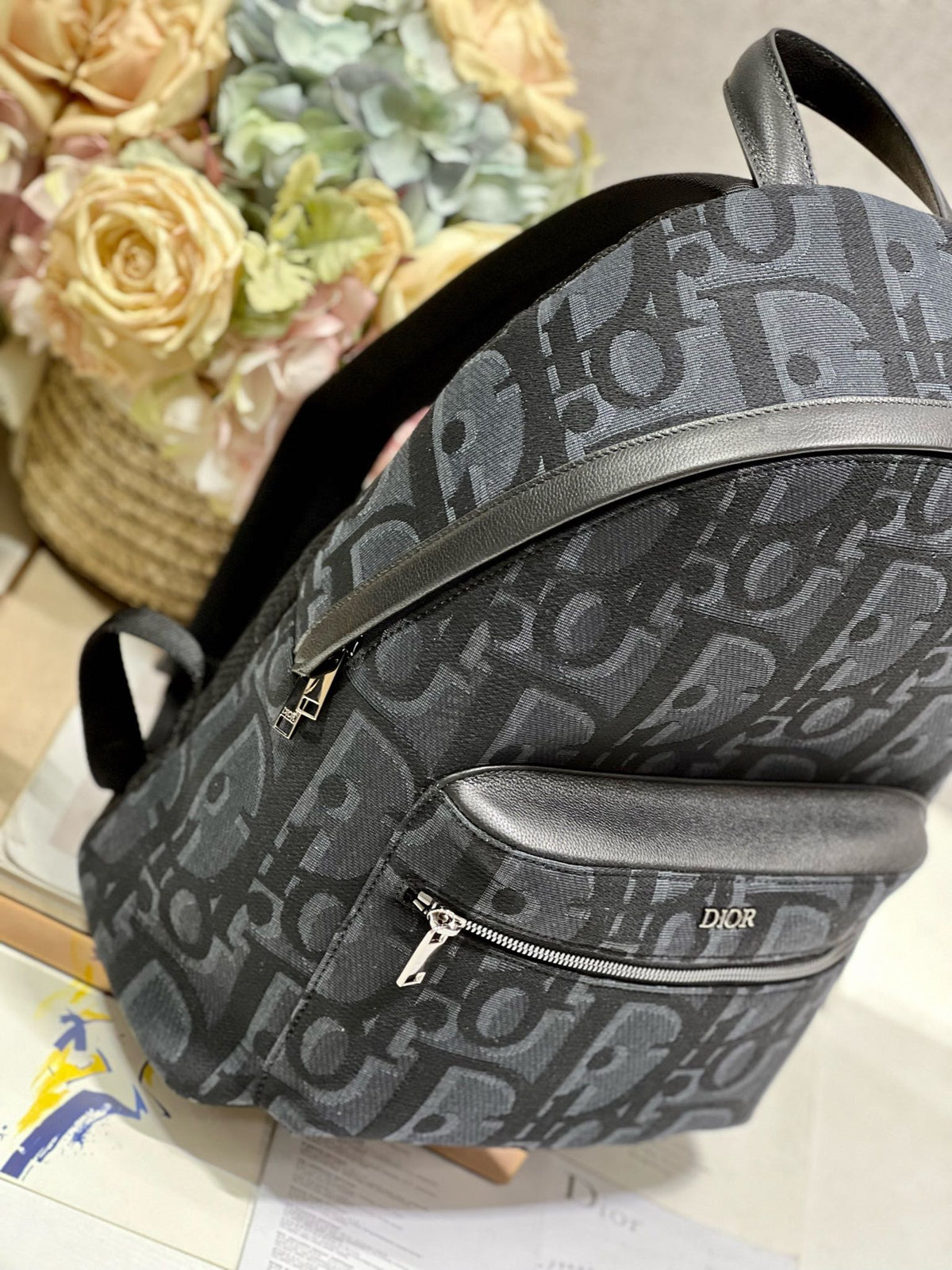 DIOR RIDER BACKPACK BLACK OBLIQUE JACQUARD