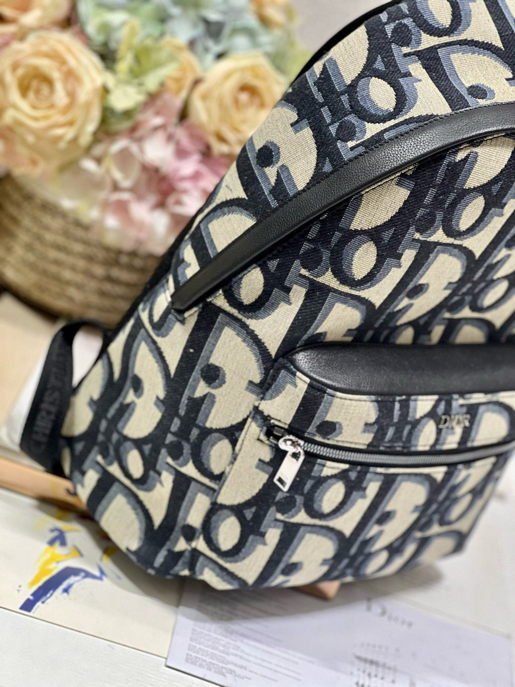 DIOR RIDER BACKPACK WHITE OBLIQUE JACQUARD