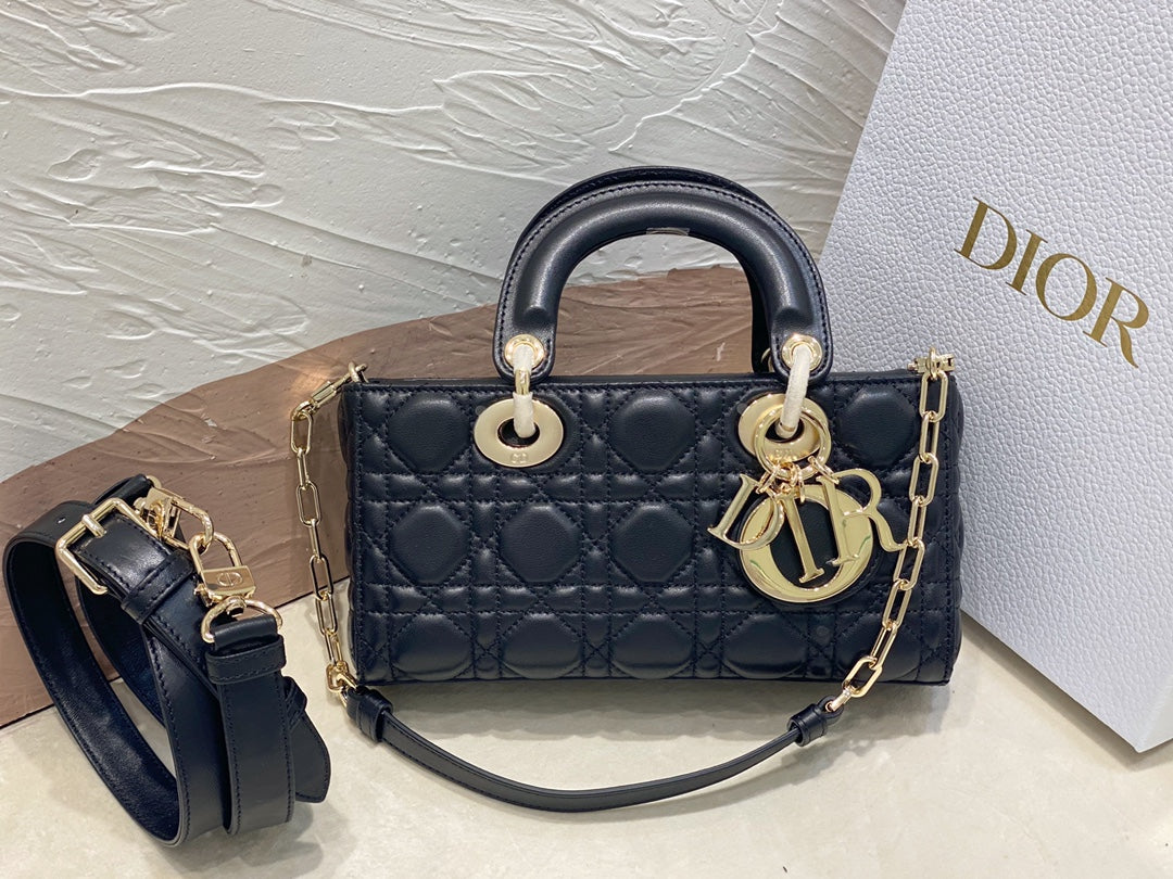 DIOR SMALL LADY D-JOY 22 BLACK LAMBSKIN