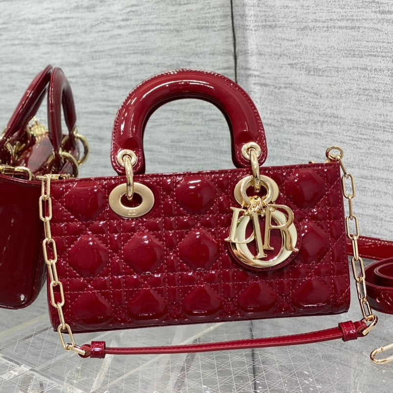 DIOR SMALL LADY D-JOY 22 RED PATENT CALFSKIN