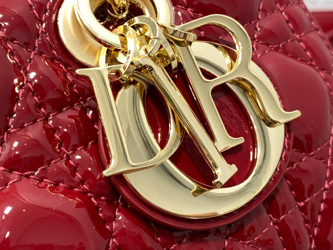 DIOR SMALL LADY D-JOY 22 RED PATENT CALFSKIN