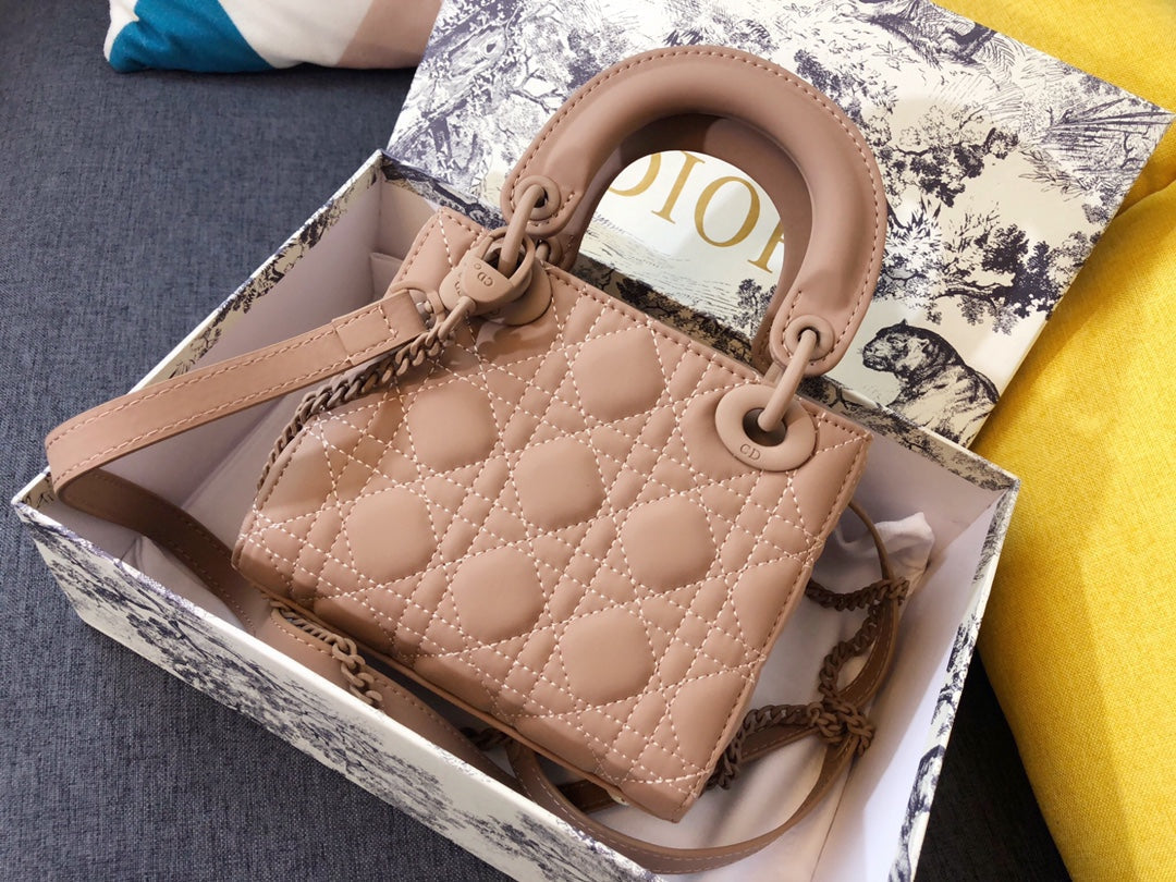 DIOR MINI LADY 17 BAG IN CAMEL BROWN CALFSKIN