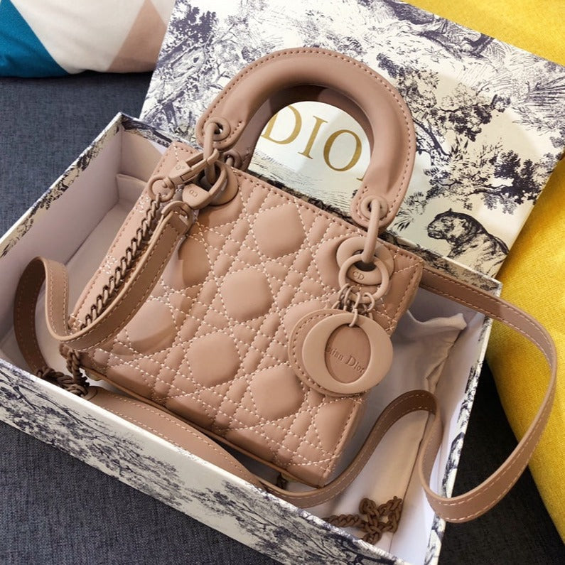 DIOR MINI LADY 17 BAG IN CAMEL BROWN CALFSKIN