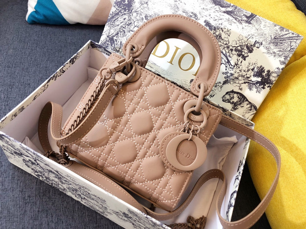DIOR MINI LADY 17 BAG IN CAMEL BROWN CALFSKIN