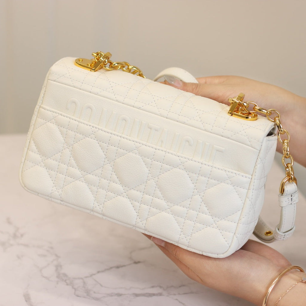 DIOR CARO MINI BAG 20 IN WHITE CALFSKIN