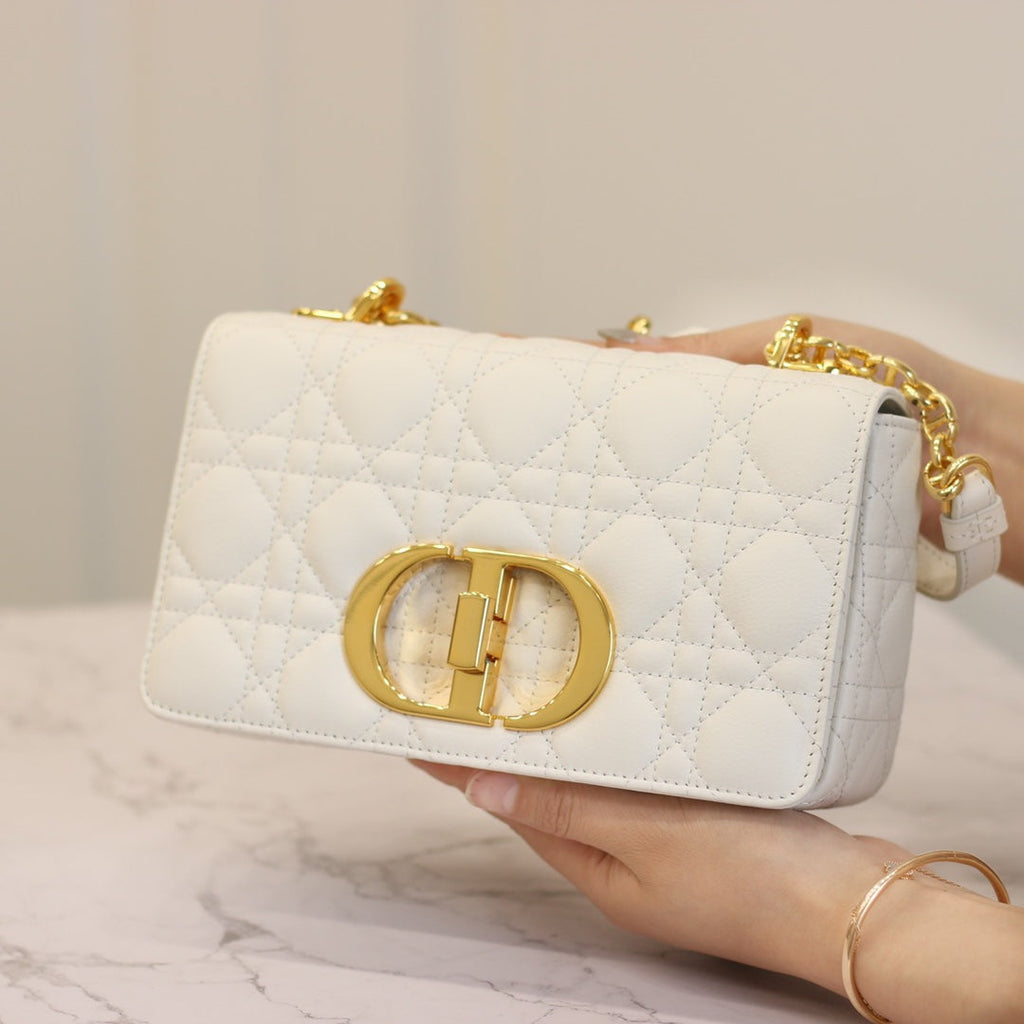 DIOR CARO MINI BAG 20 IN WHITE CALFSKIN