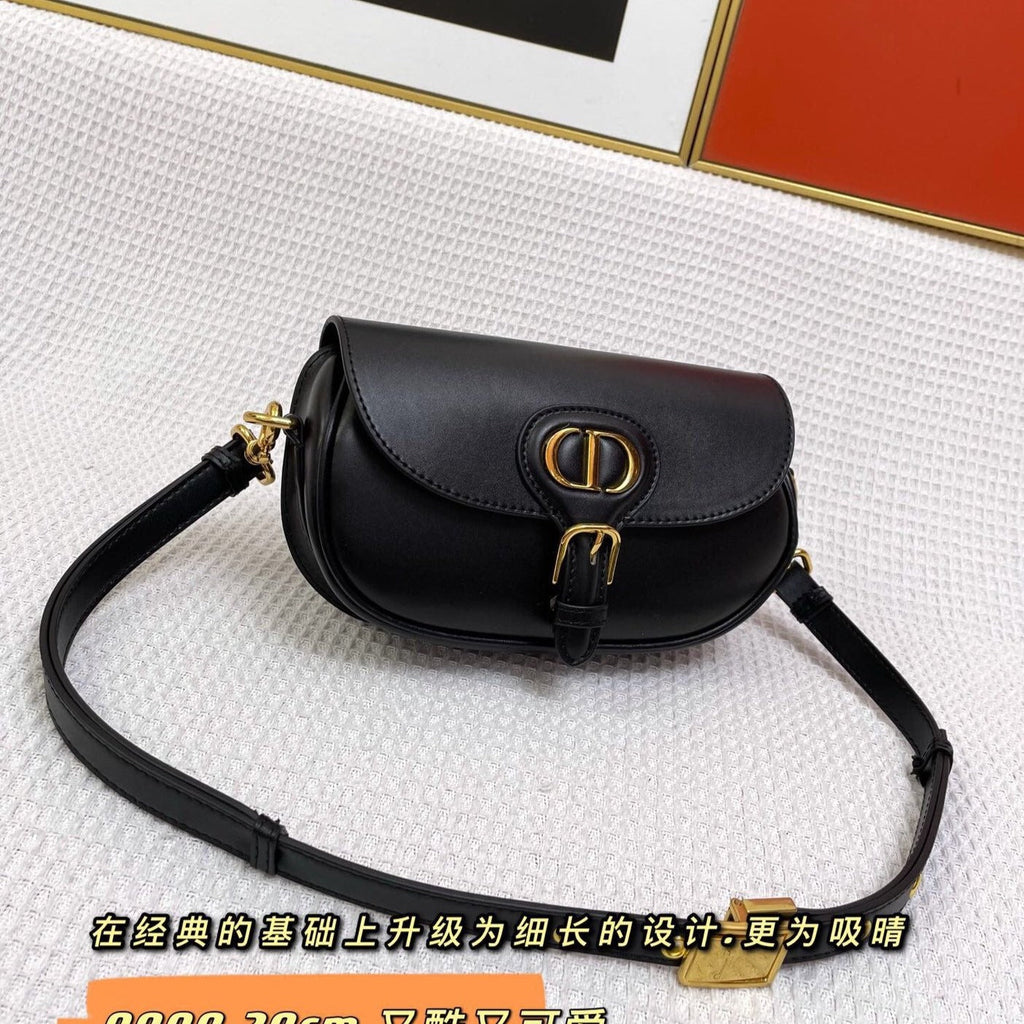 DIOR MINI BOBBY EAST-WEST 20 BAG IN BLACK CALFSKIN