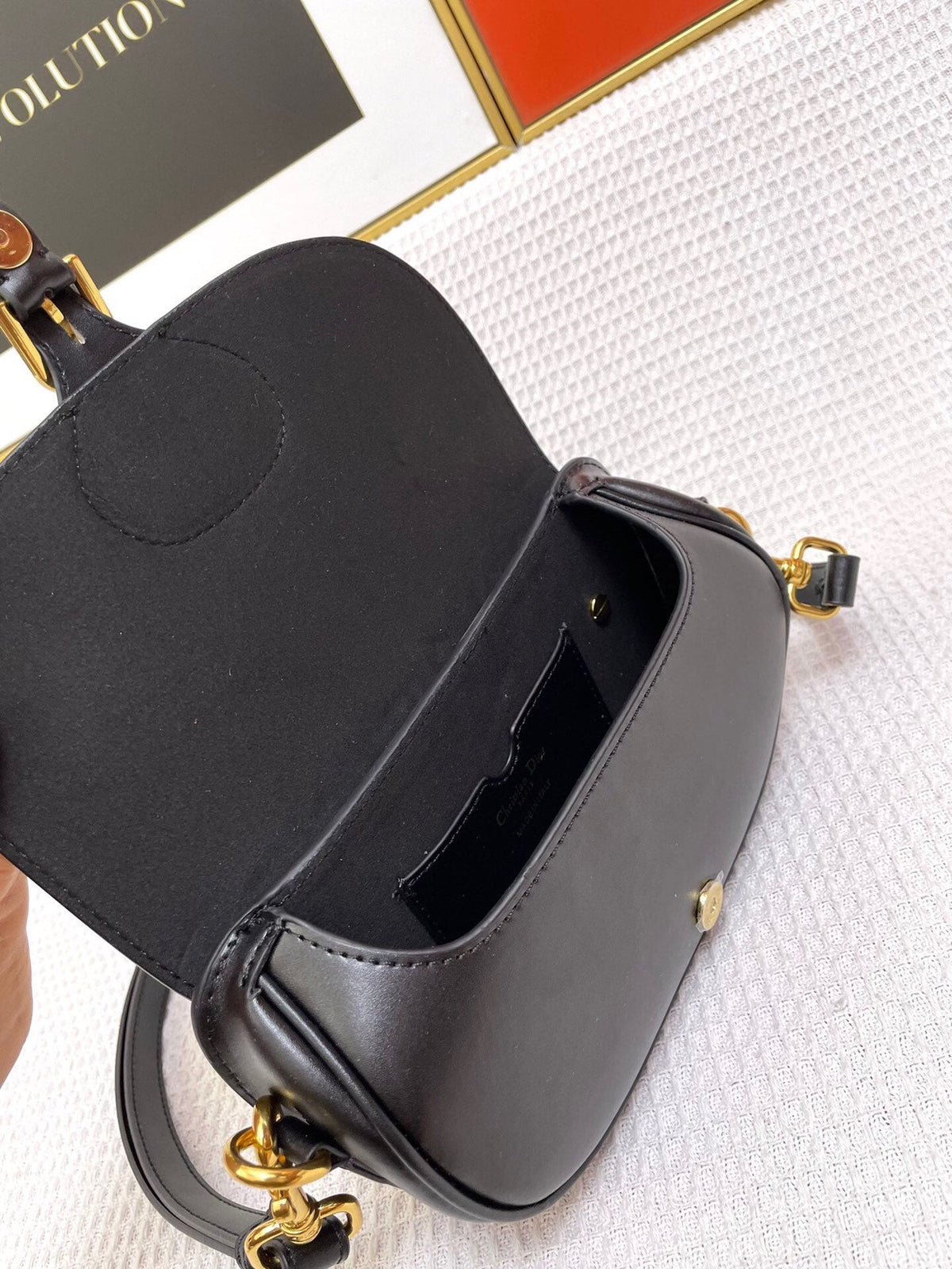 DIOR MINI BOBBY EAST-WEST 20 BAG IN BLACK CALFSKIN