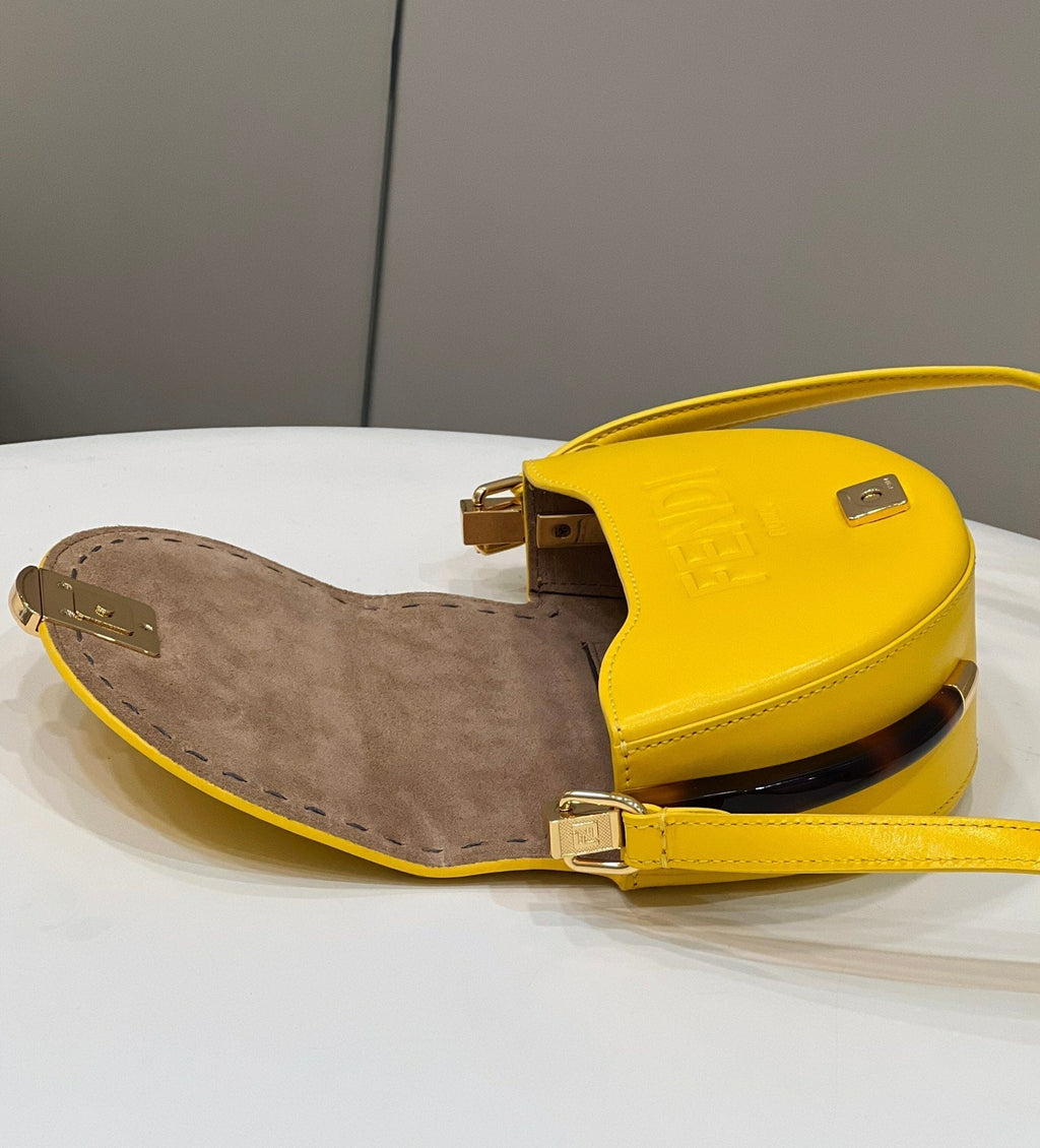 FENDI 19 MOONLIGHT BAG IN SUNFLOWER YELLOW CALFSKIN GOLD HARDWARE