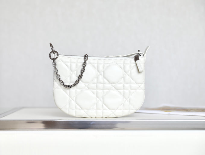 DIOR MINI CARO BAG 25 IN WHITE LAMBSKIN