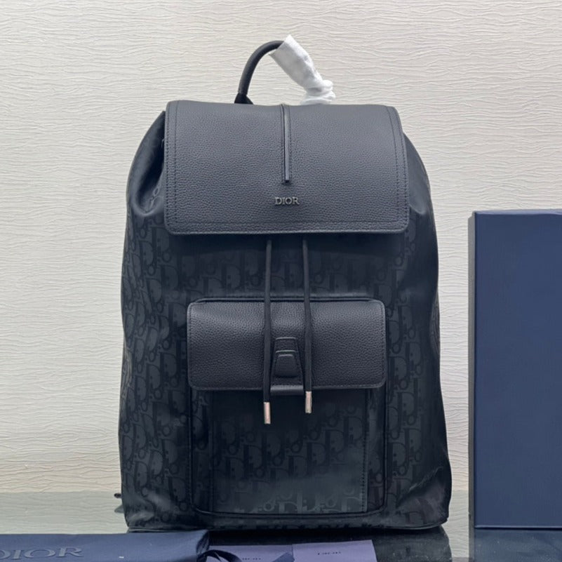 DIOR MEDIUM BACKPACK 38 IN BLACK OBLIQUE MIRAGE CALFSKIN