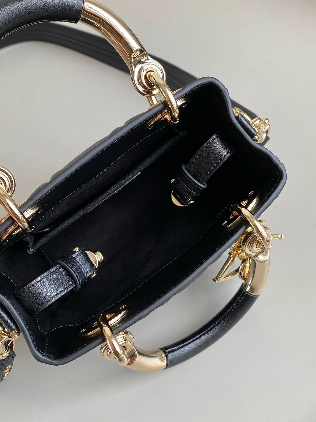 DIOR MINI LADY 19 BAG IN BLACK LAMBSKIN