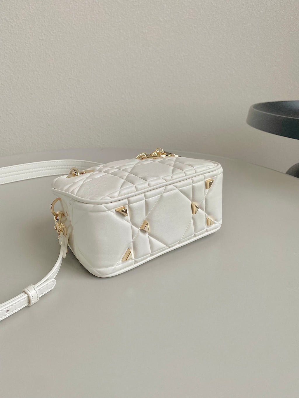 DIOR MINI LADY 19 IN WHITE LAMBSKIN