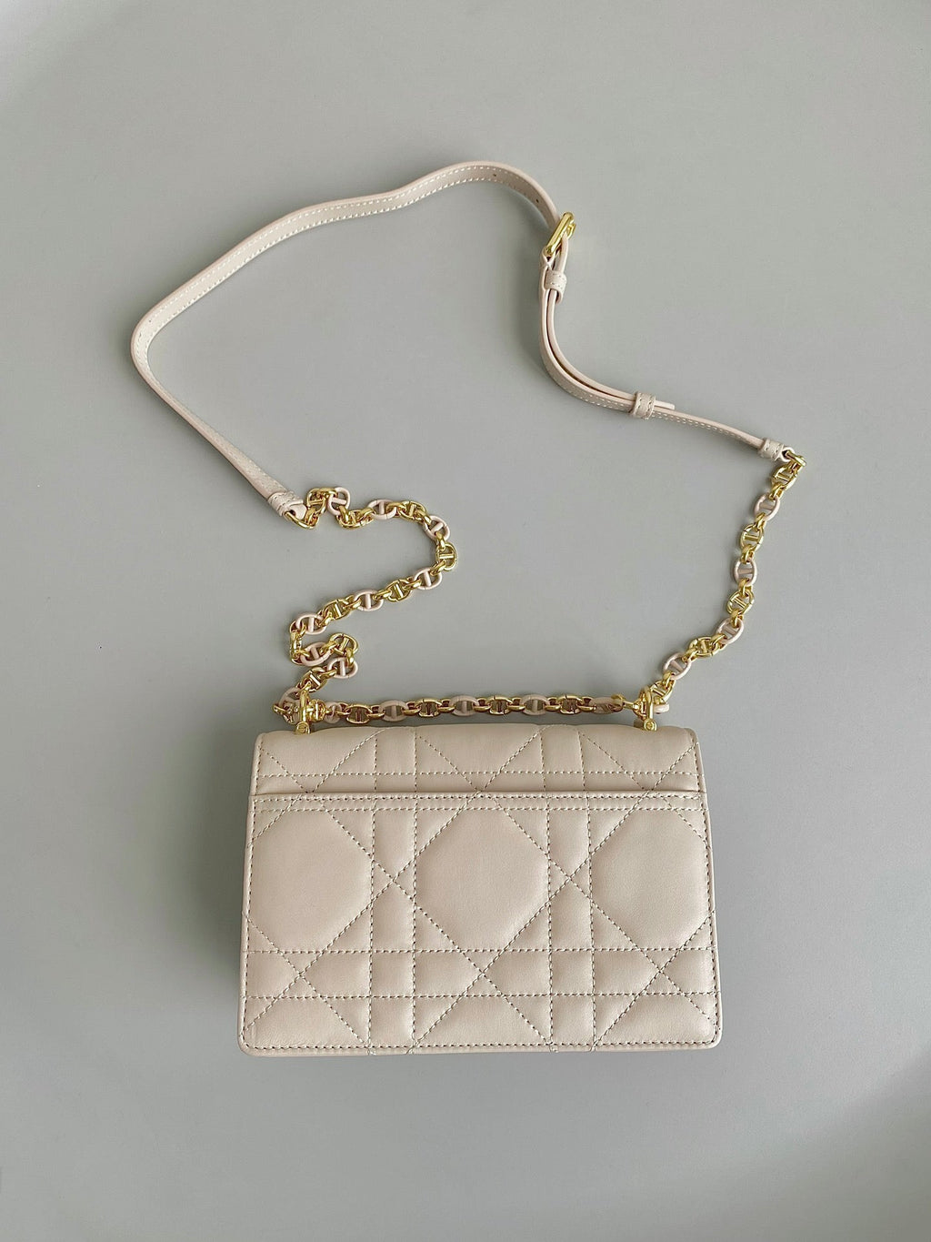 DIOR MINI CHAIN BAG 17 IN BEIGE CALFSKIN