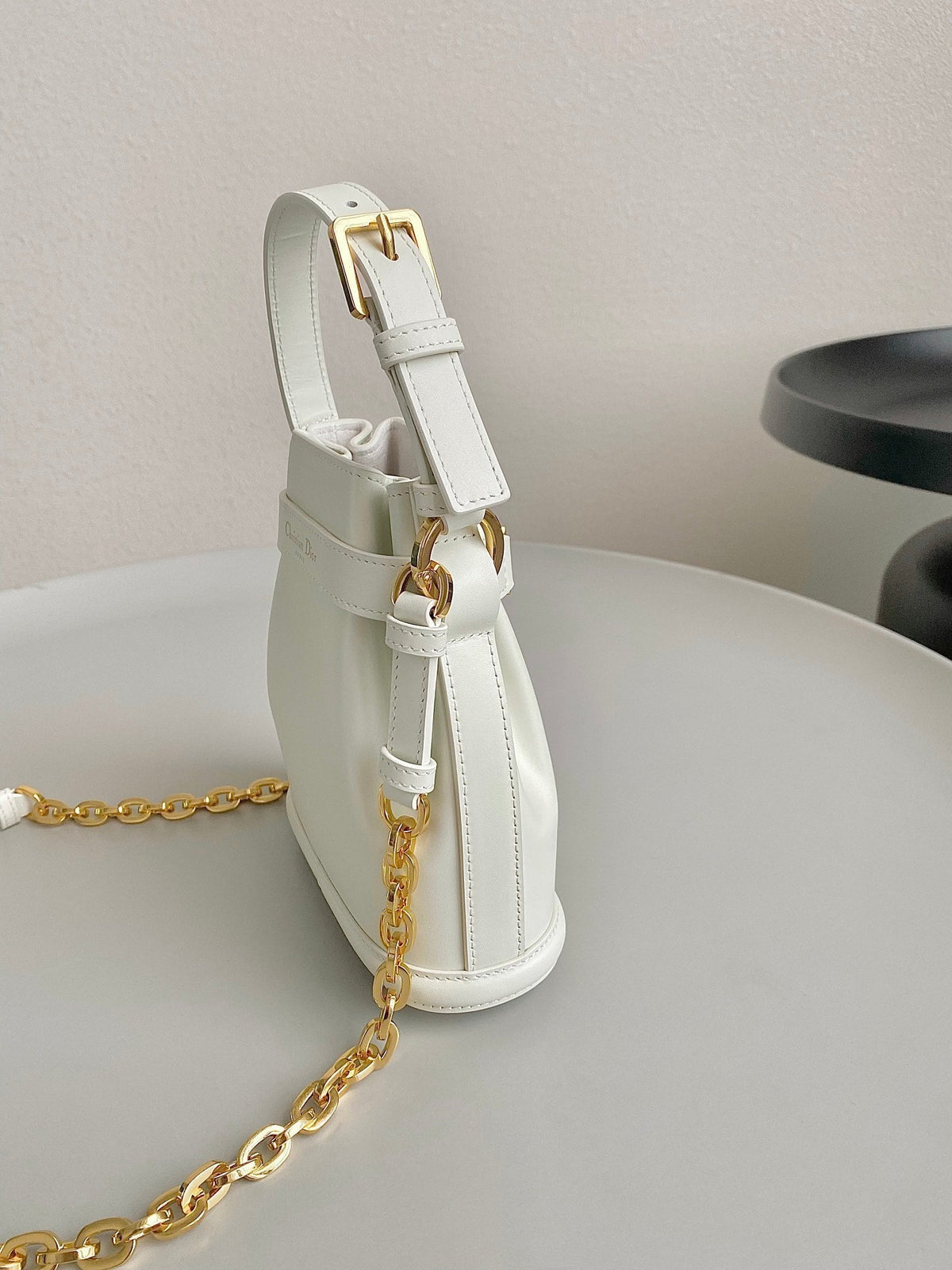 DIOR SMALL C'EST 18 IN WHITE CD-EMBOSSED CALFSKIN