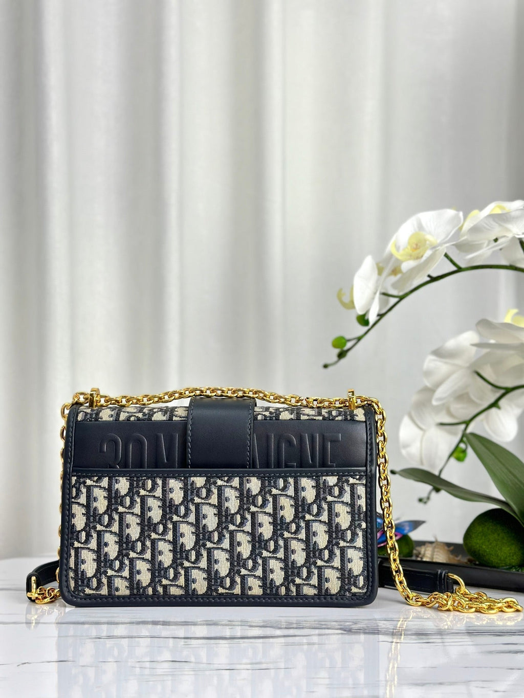 DIOR MONTAIGNE 25 BAG IN  BLUE OBLIQUE JACQUARD
