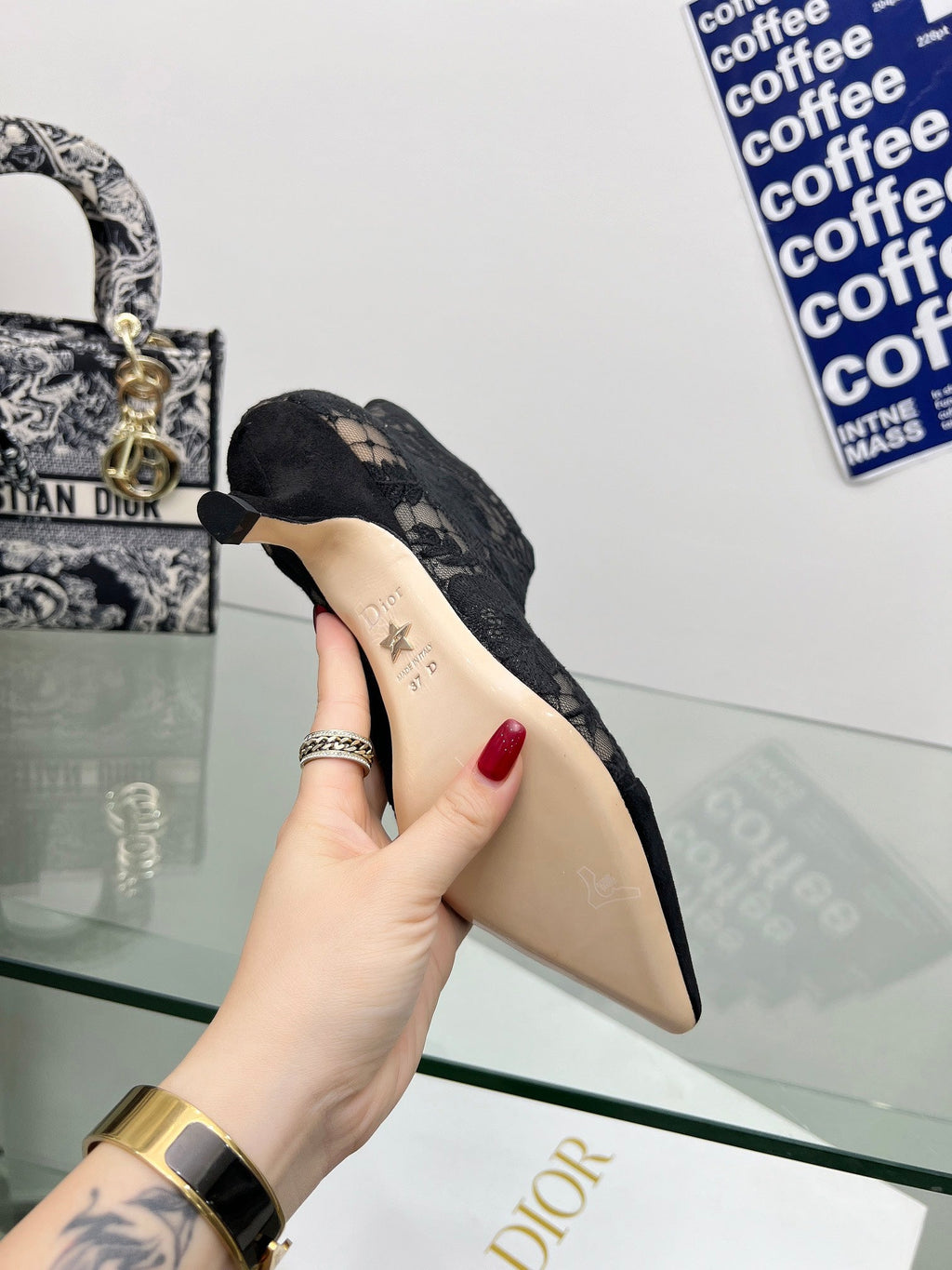 DIOR 25S POINTED-TOE ANKLE BOOTS 50 MM IN BLACK MESH TULLE AND SUEDE