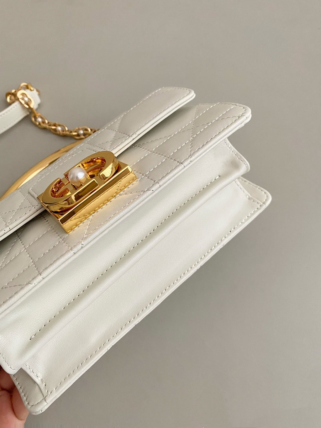 DIOR MINI ANGE 20 BAG IN WHITE CALFSKIN