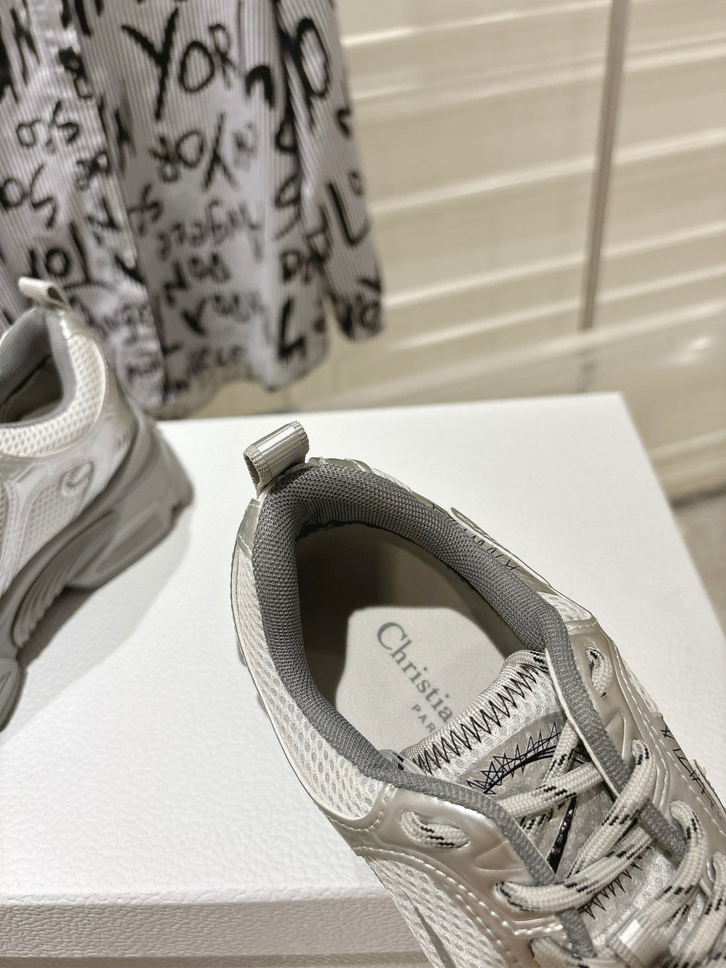 DIOR 25S CHRONO SNEAKER 45MM IN MESH WITH SILVER CALFSKIN