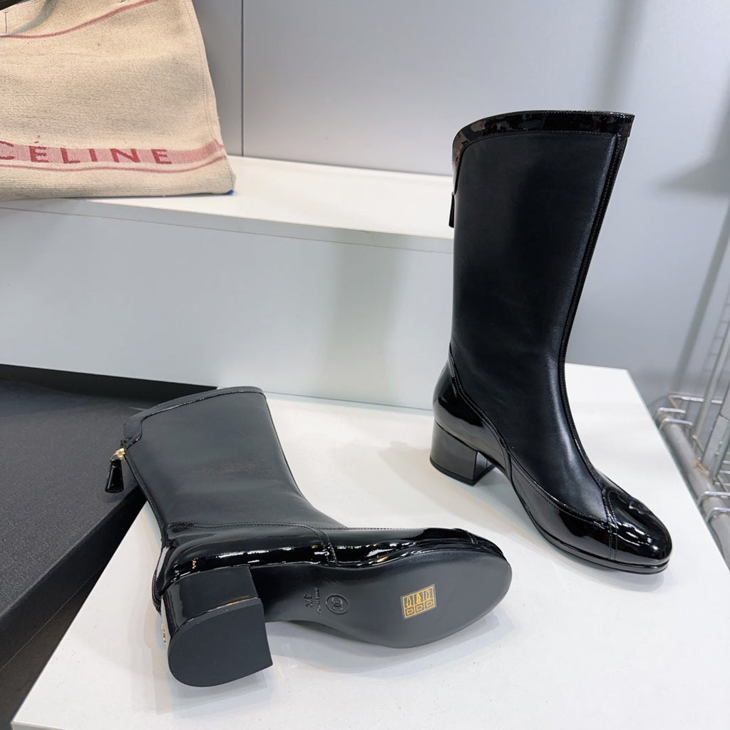 CHANEL SHORT BOOTS 25S 45 MM IN BLACK LAMBSKIN