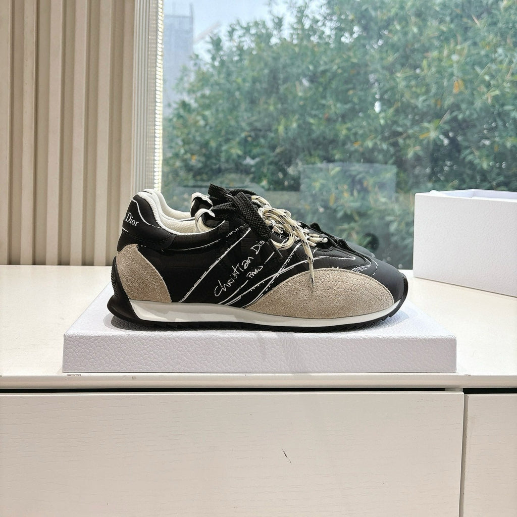 DIOR B30 SNEAKERS IN BLACK AND BEIGE SUEDE