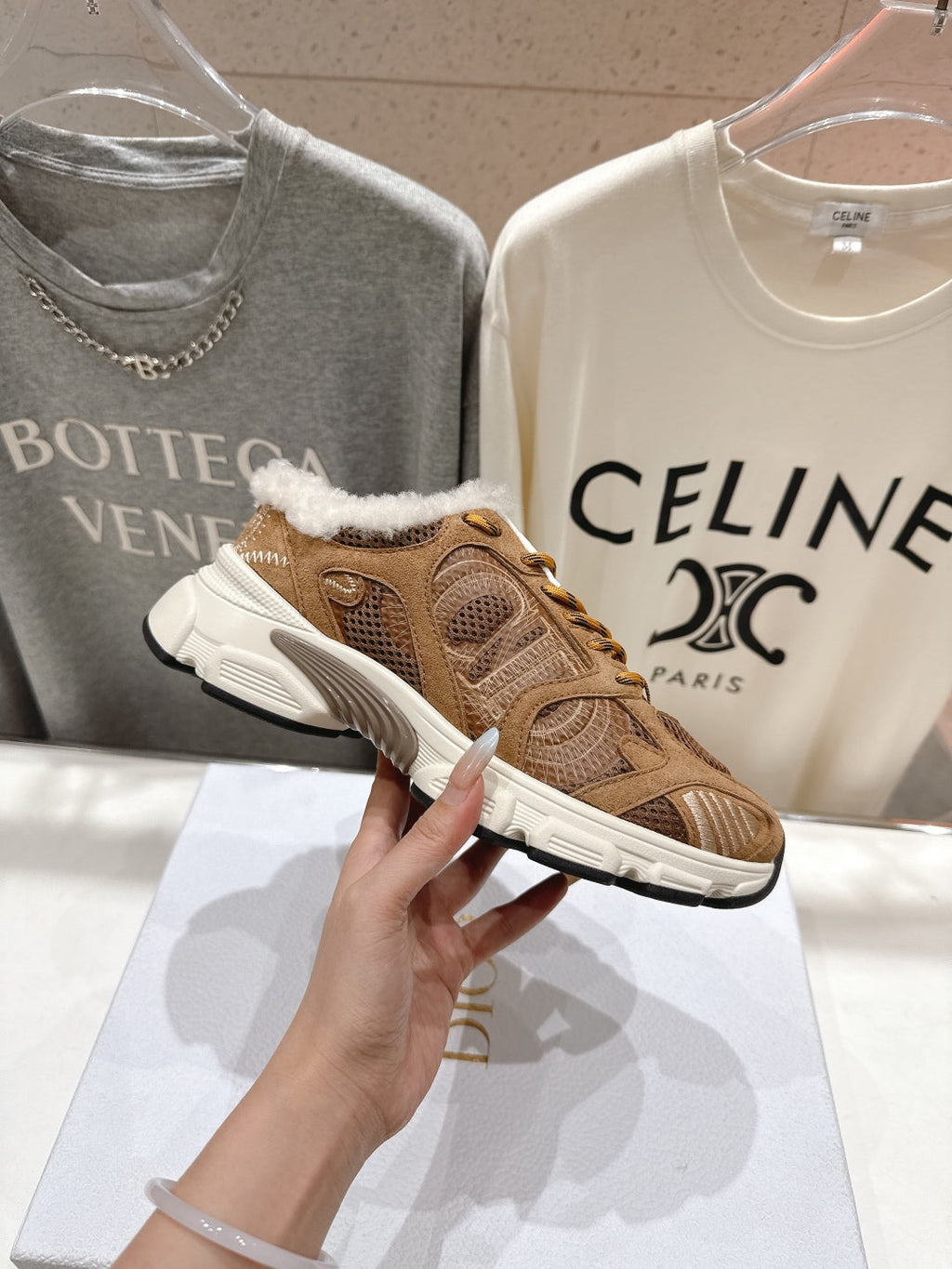 DIOR CHRONO SNEAKER 25S IN BROWN SUEDE AND MESH FABRIC