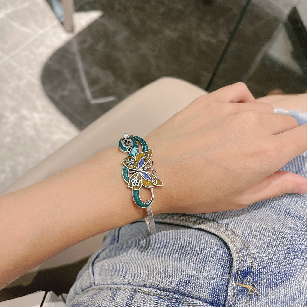 Double Gucci Interlocking Gucci & Butterfly Bracelet