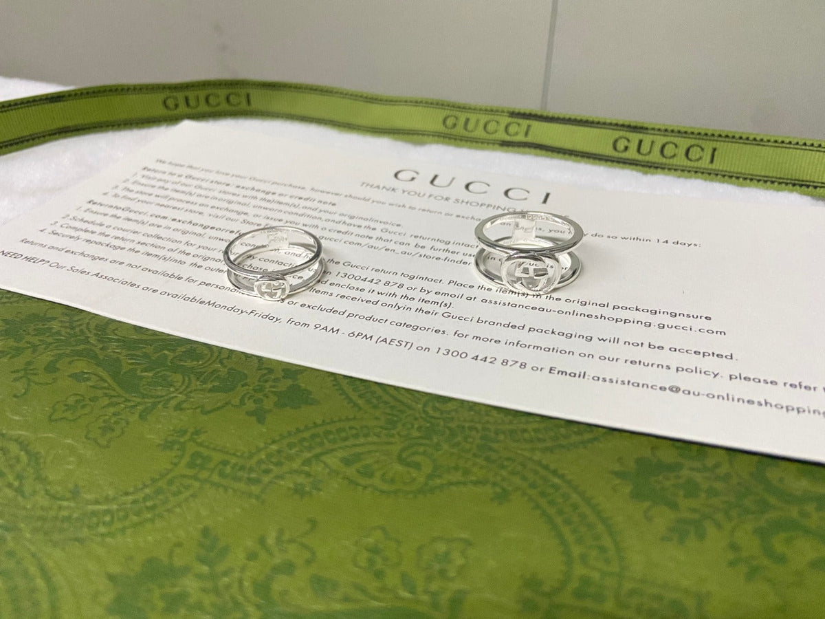 Double Gucci Interlocking Gucci Thin Open Ring