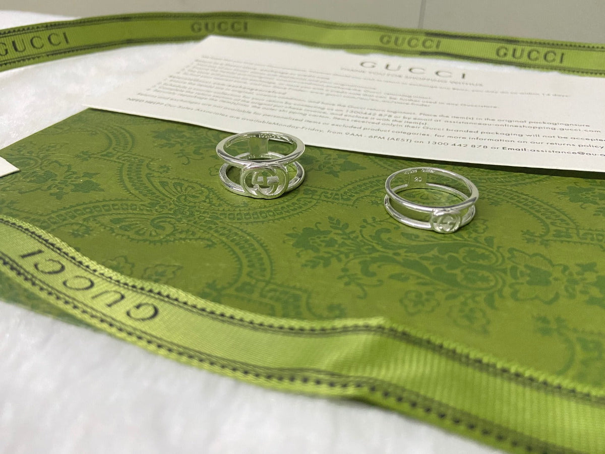 Double Gucci Interlocking Gucci Thin Open Ring