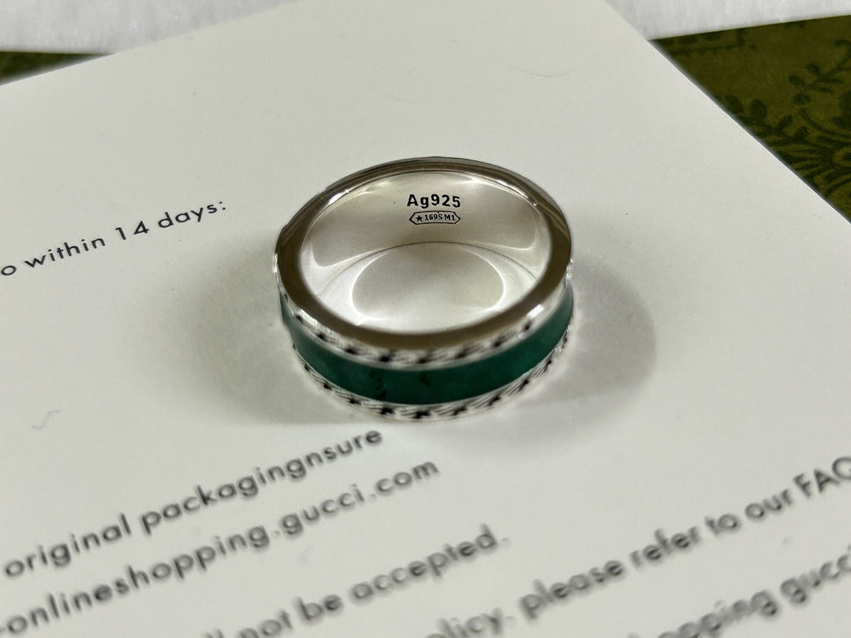 Double Gucci Interlocking Gucci Turquoise Enamel Ring