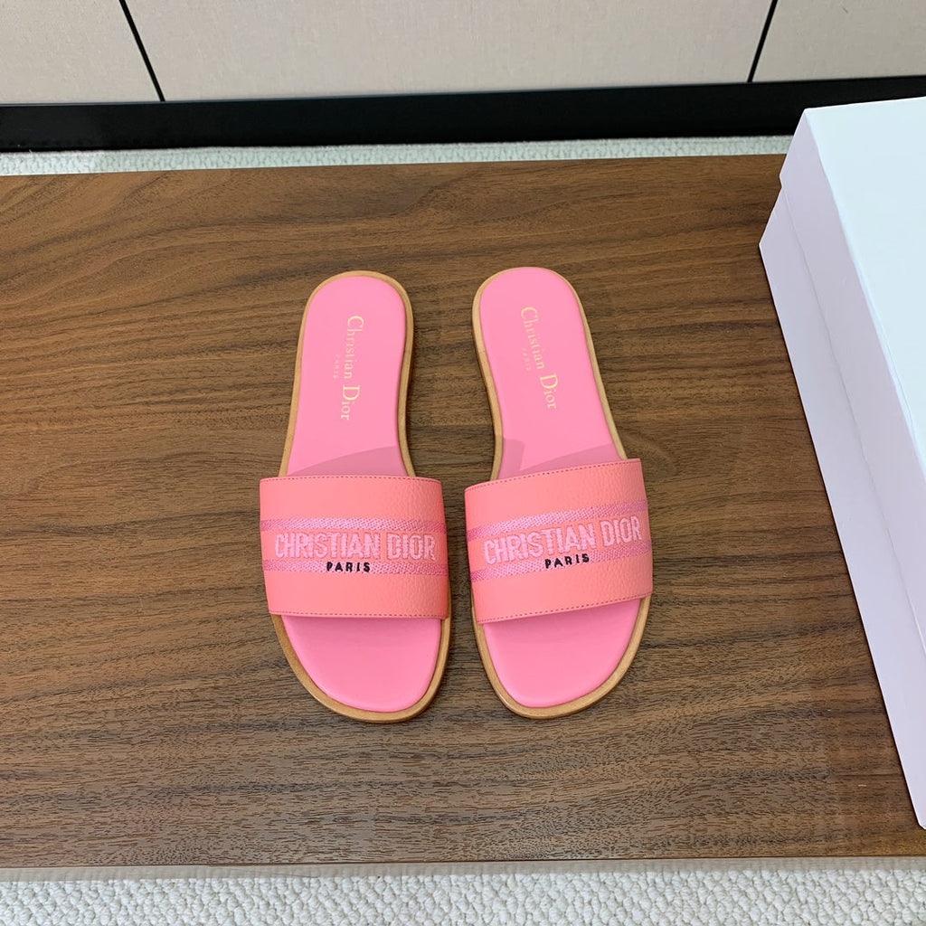 DIOR 25S DWAY SLIDE IN PINK CALFSKIN