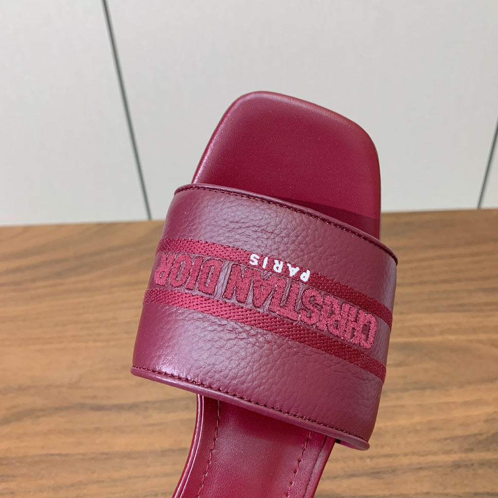 DIOR 25S HIGH-HEEL SANDALS 40 MM IN DARK RED CALFSKIN