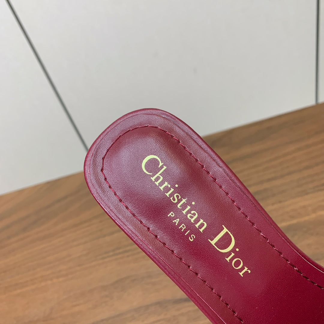 DIOR 25S HIGH-HEEL SANDALS 40 MM IN DARK RED CALFSKIN