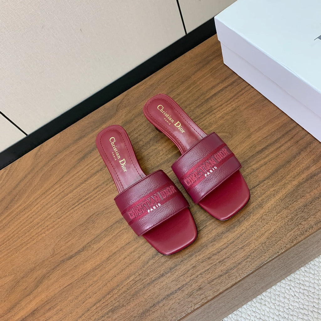 DIOR 25S HIGH-HEEL SANDALS 40 MM IN DARK RED CALFSKIN