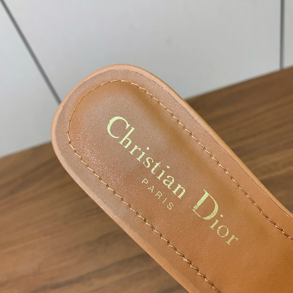 DIOR 25S HIGH-HEEL SANDALS 40 MM IN LIGHT BROWN CALFSKIN