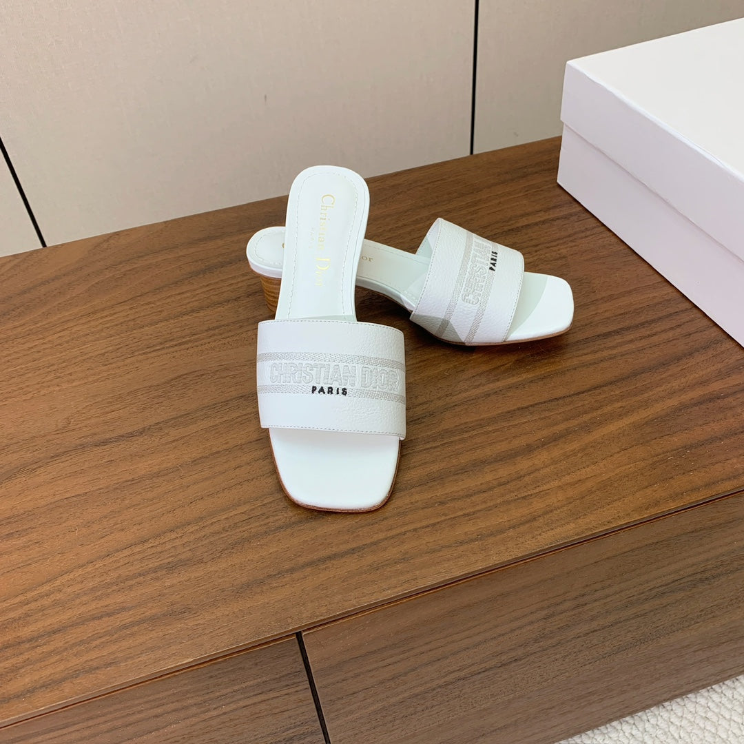 DIOR 25S HIGH-HEEL SANDALS 40 MM IN WHITE CALFSKIN