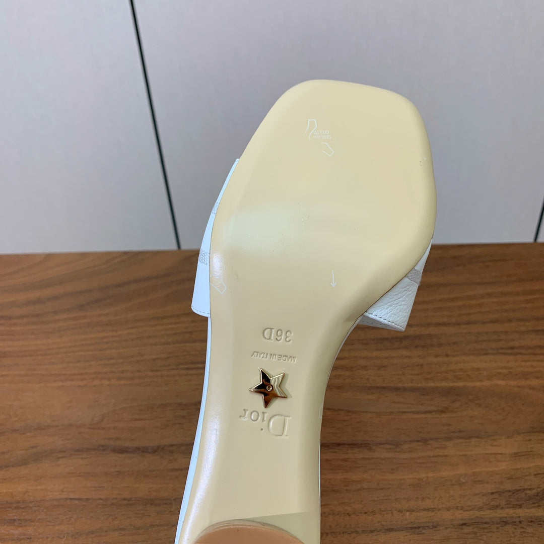 DIOR 25S HIGH-HEEL SANDALS 40 MM IN WHITE CALFSKIN