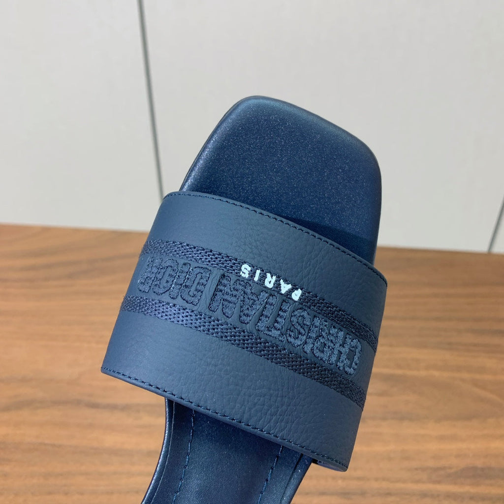 DIOR 25S HIGH-HEEL SANDALS 40 MM IN DEEP NAVY BLUE CALFSKIN