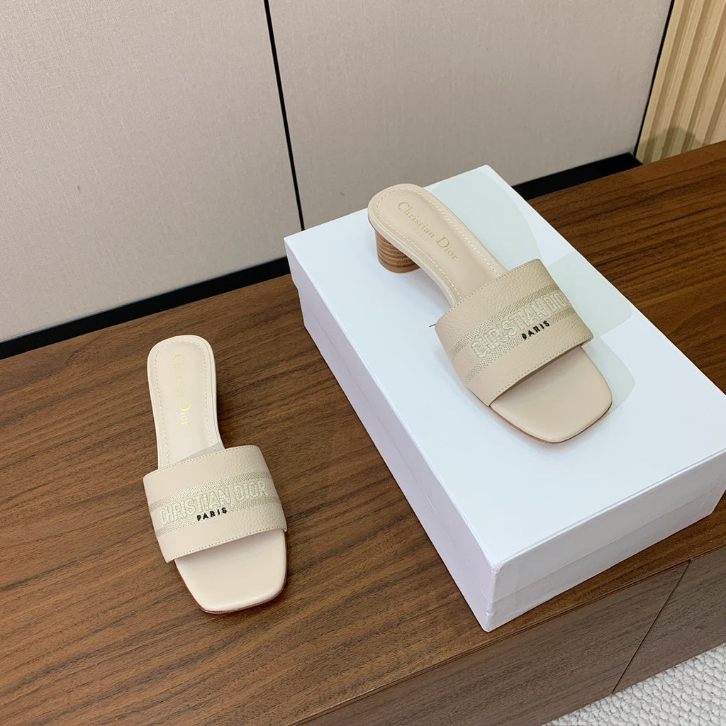DIOR 25S HIGH-HEEL SANDALS 40 MM IN CREAM WHITE CALFSKIN