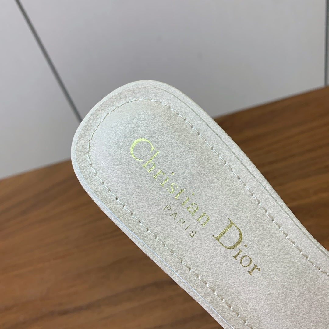 DIOR 25S HIGH-HEEL SANDALS 40 MM IN CREAM WHITE CALFSKIN