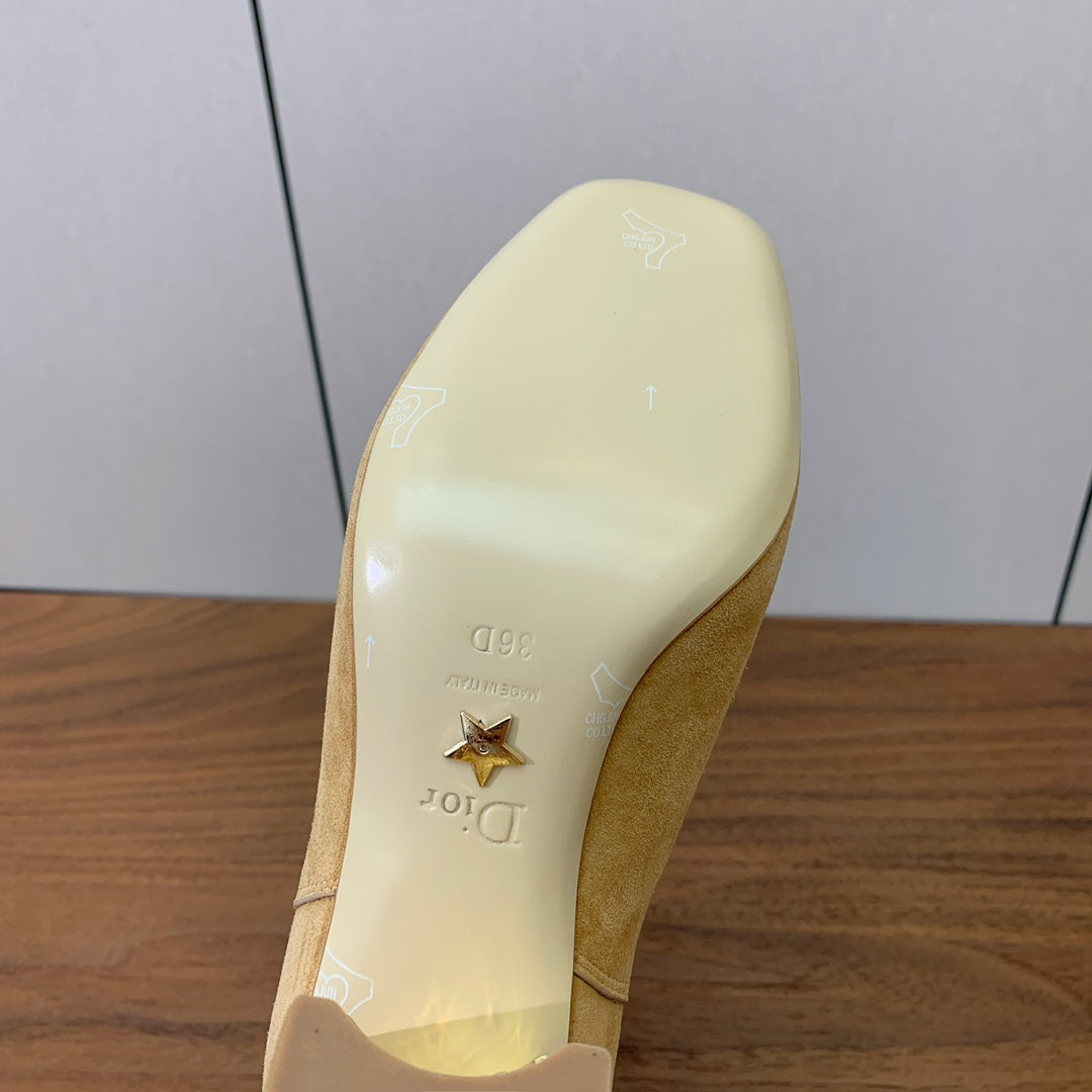 DIOR 25S ANKLE BOOTS 80 MM IN BEIGE SUEDE