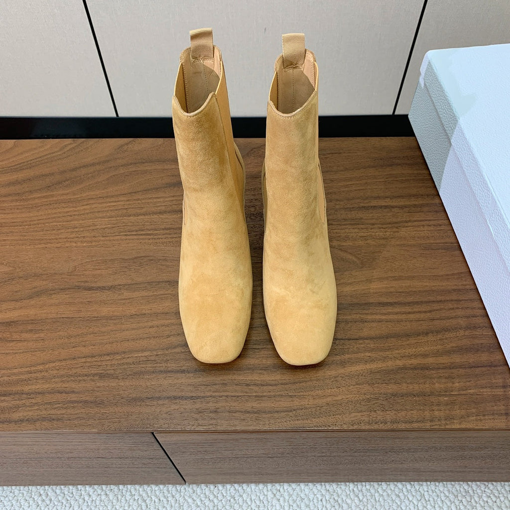DIOR 25S ANKLE BOOTS 80 MM IN BEIGE SUEDE