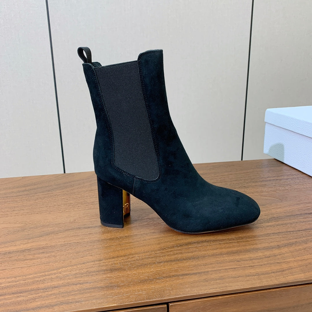 DIOR 25S ANKLE BOOTS 80 MM IN BLACK SUEDE