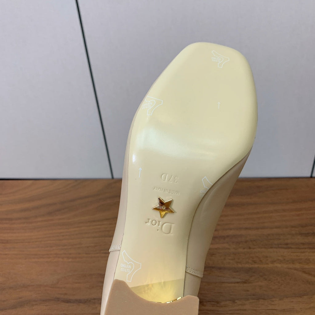 DIOR 25S ANKLE BOOTS 80 MM IN BEIGE CALFSKIN